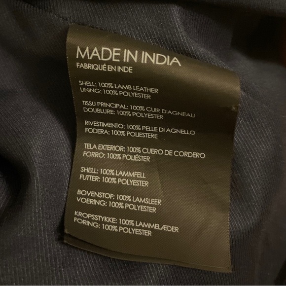 NWOT Club Monaco Collection Rowlen Zip-Front Lamb Leather Moto Jacket Blue Small - Picture 4 of 6